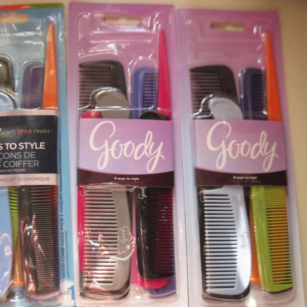 Goody Value 6 Pack Plastic Multi Hair Super Comb Set All Purpose Style Detangle